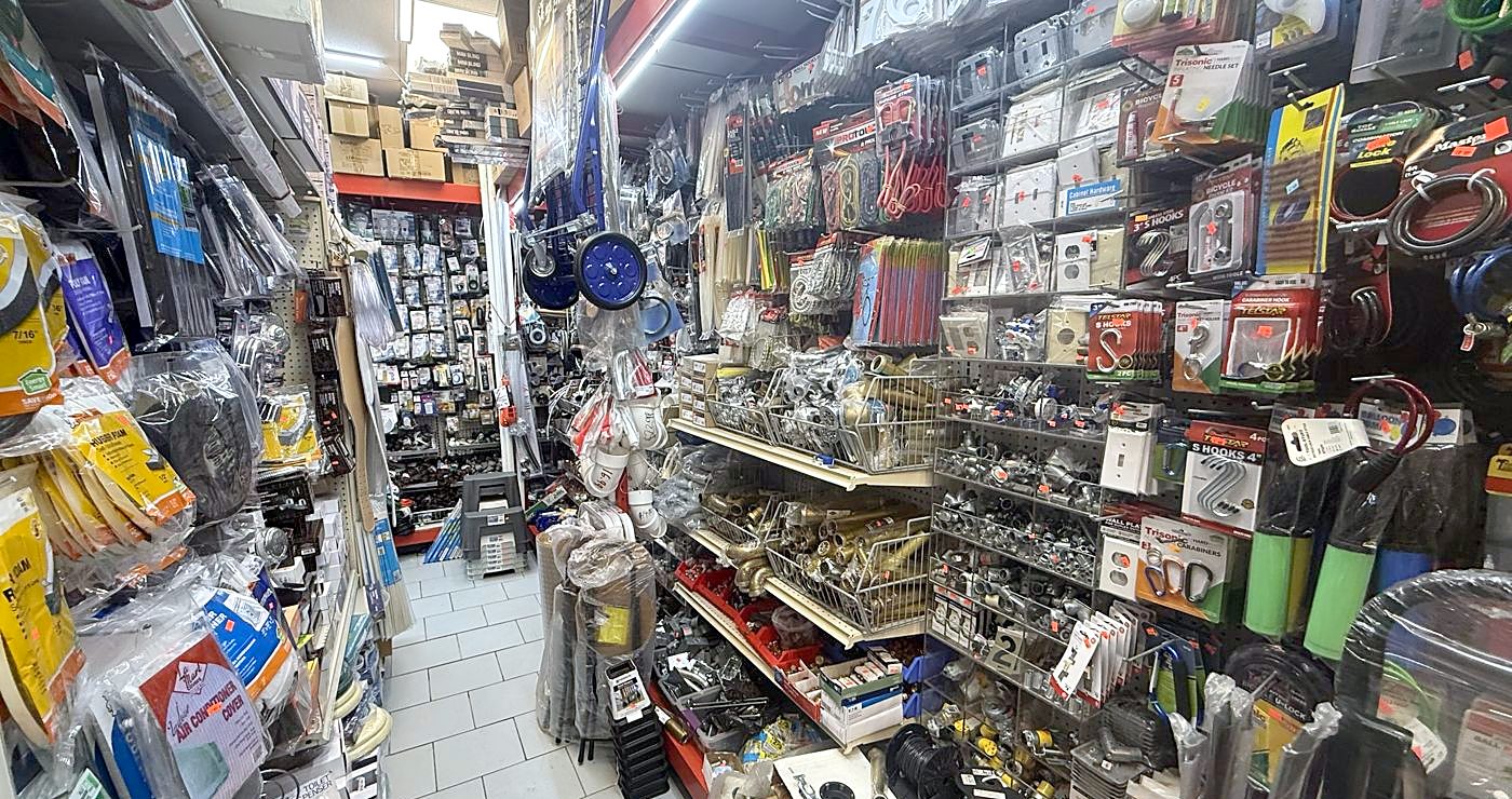 Hardware aisle with locks, hooks and fittings